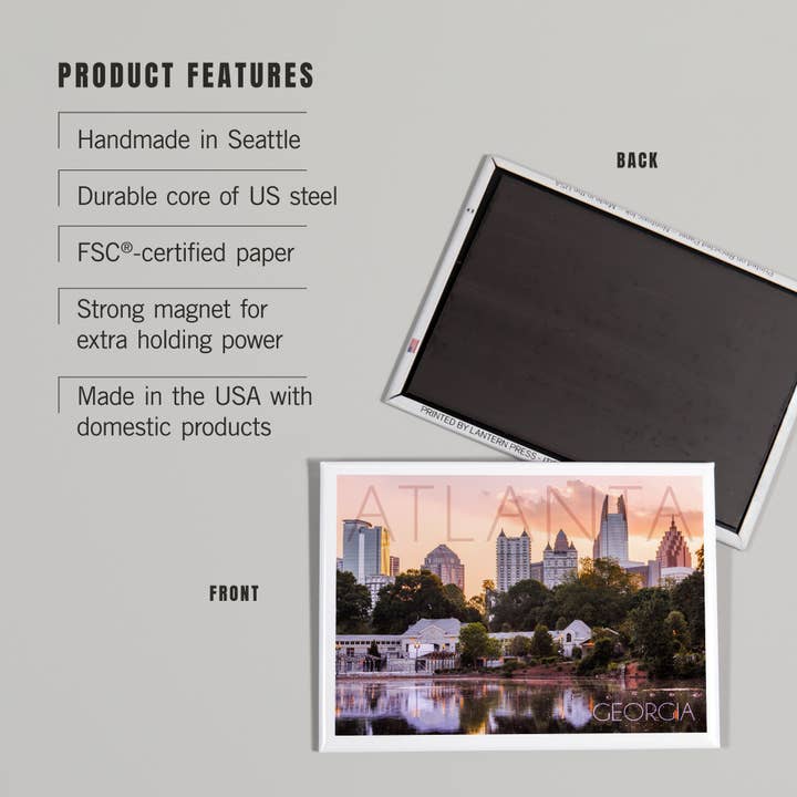 Lantern Press - Wholesale Magnet - MAGNET Atlanta, Georgia, Piedmont Park