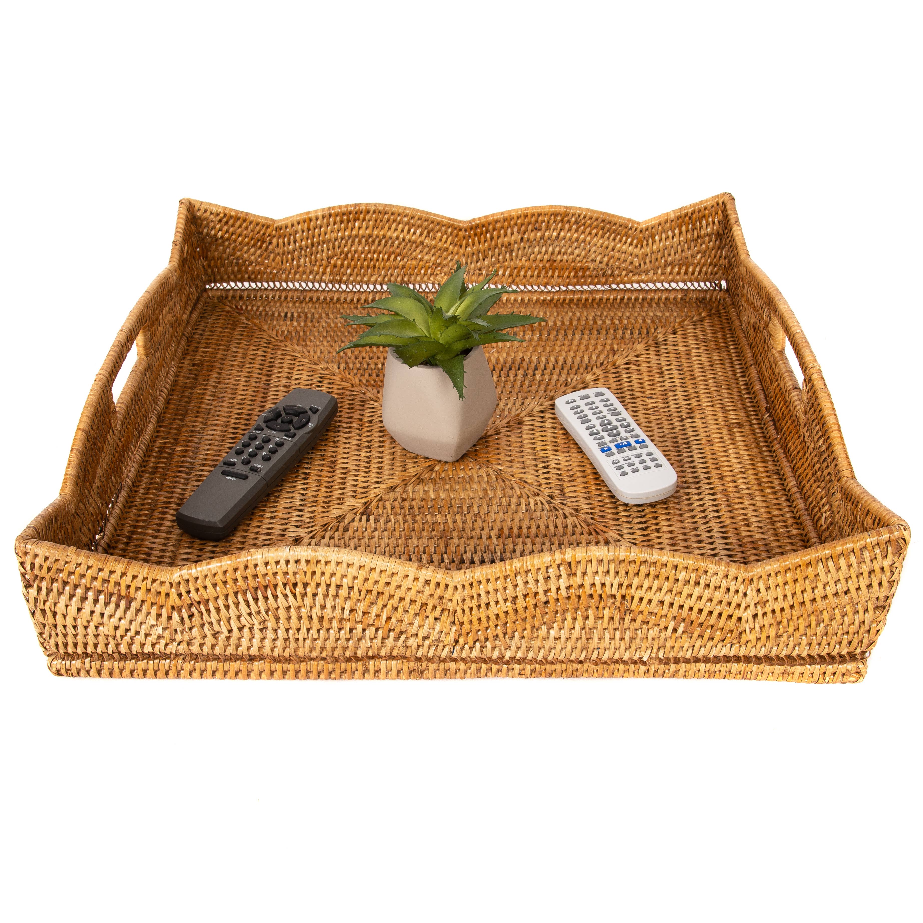Artifacts Trading Company - Wholesale Serving Tray - Rattan Scallop Square Tray5
