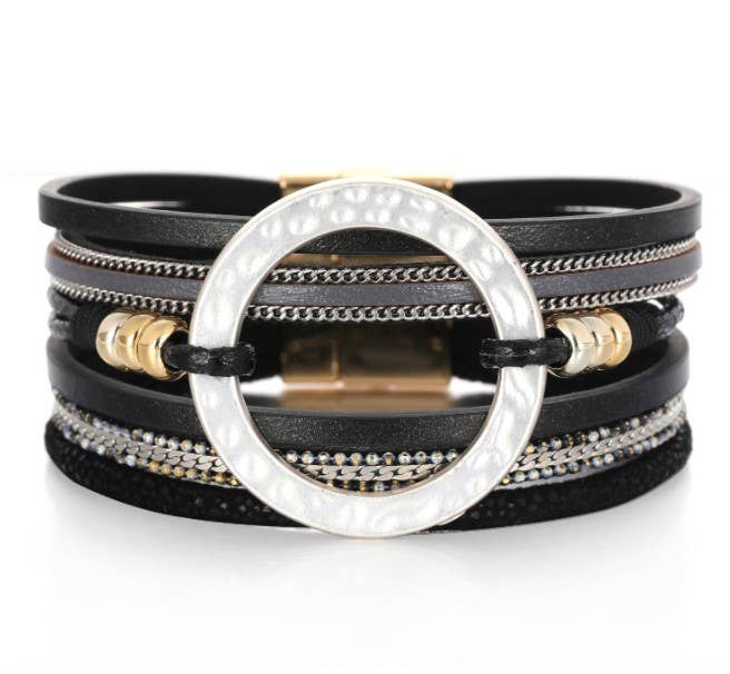 Maya J - Wholesale Woven/Braided Bracelet - Bohemian Vegan Leather Cuff Bracelets - Full Display23