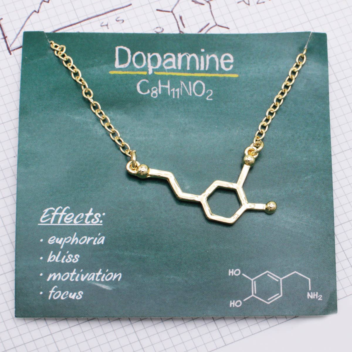 ZAD - Wholesale Pendant/Charm Necklace - Chemical Reactions Dopamine Molecule Necklace4