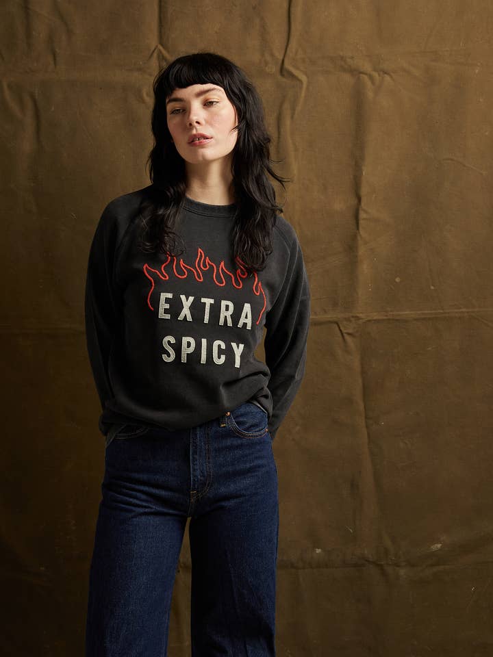 Pyknic - Wholesale Graphic Sweatshirt - Unisex - Extra Spicy Chainstitch & Felt Crewneck Sweatshirt