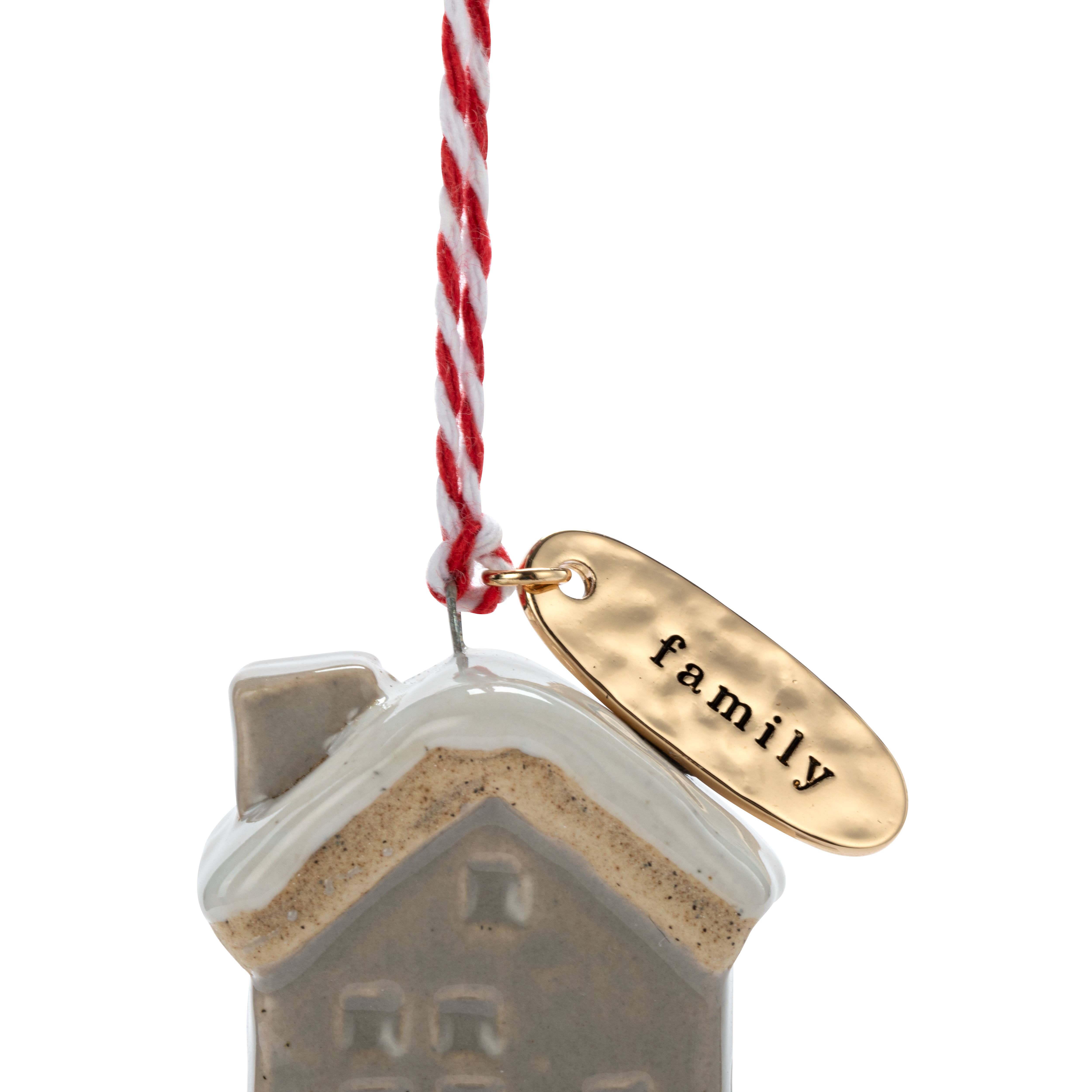 DEMDACO - Wholesale Ornament - Family Tan House Shaped Ornament - 1.5x2in2