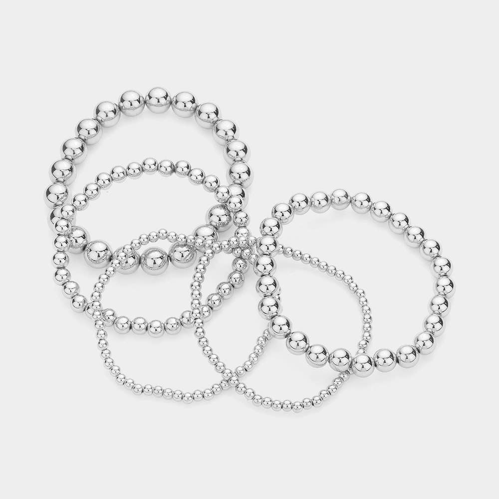 Sensibling Corp. – wholesale Jewellery set – 5PCS - Metal Ball Beaded Stretch Bracelets
1