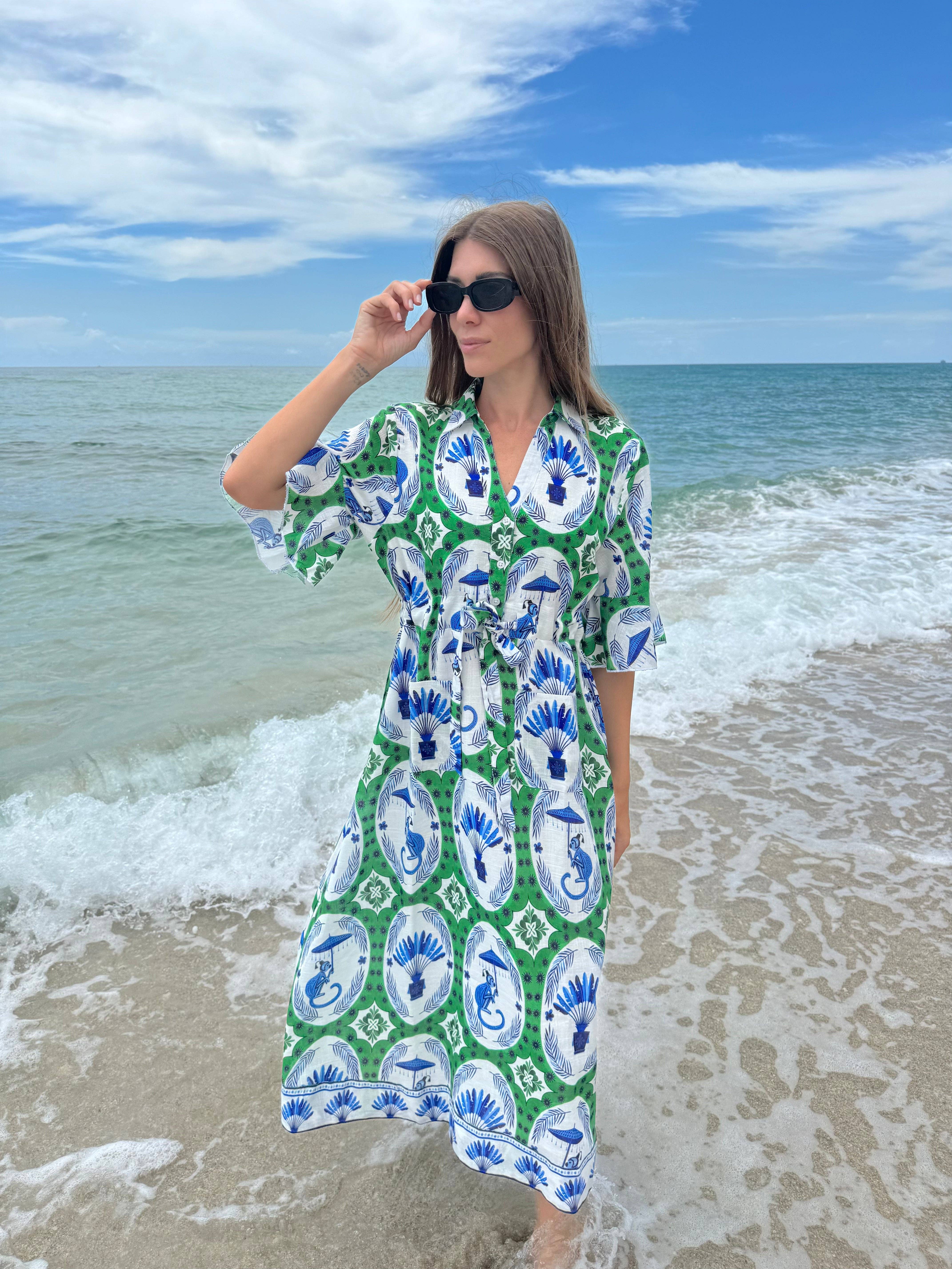 IslaPayal - Wholesale Cape - Women's - CAPE MIDI | MONKEY CHINOISERIE JADE