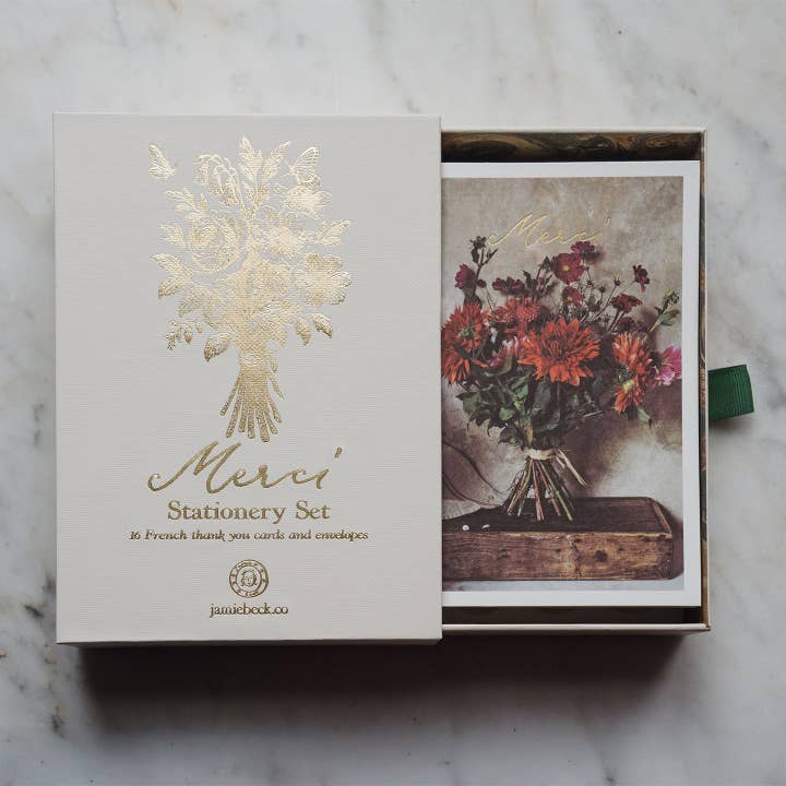 Jamie Beck - Wholesale Stationery/Notecard Set - Merci Stationery II • Set of 16 Cards and Envelopes