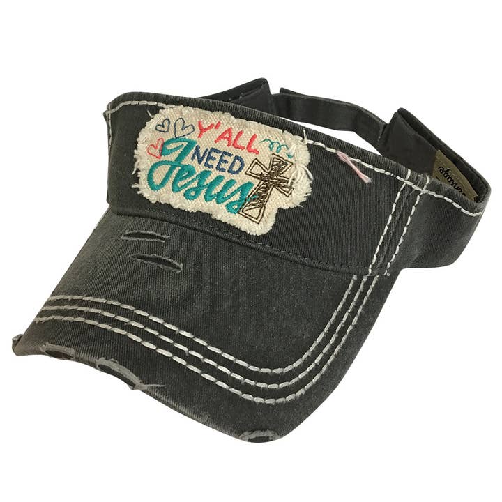 KBR-130 Yall Need Jesus Visor D.Grey for wholesale by Girlie Girl Originals