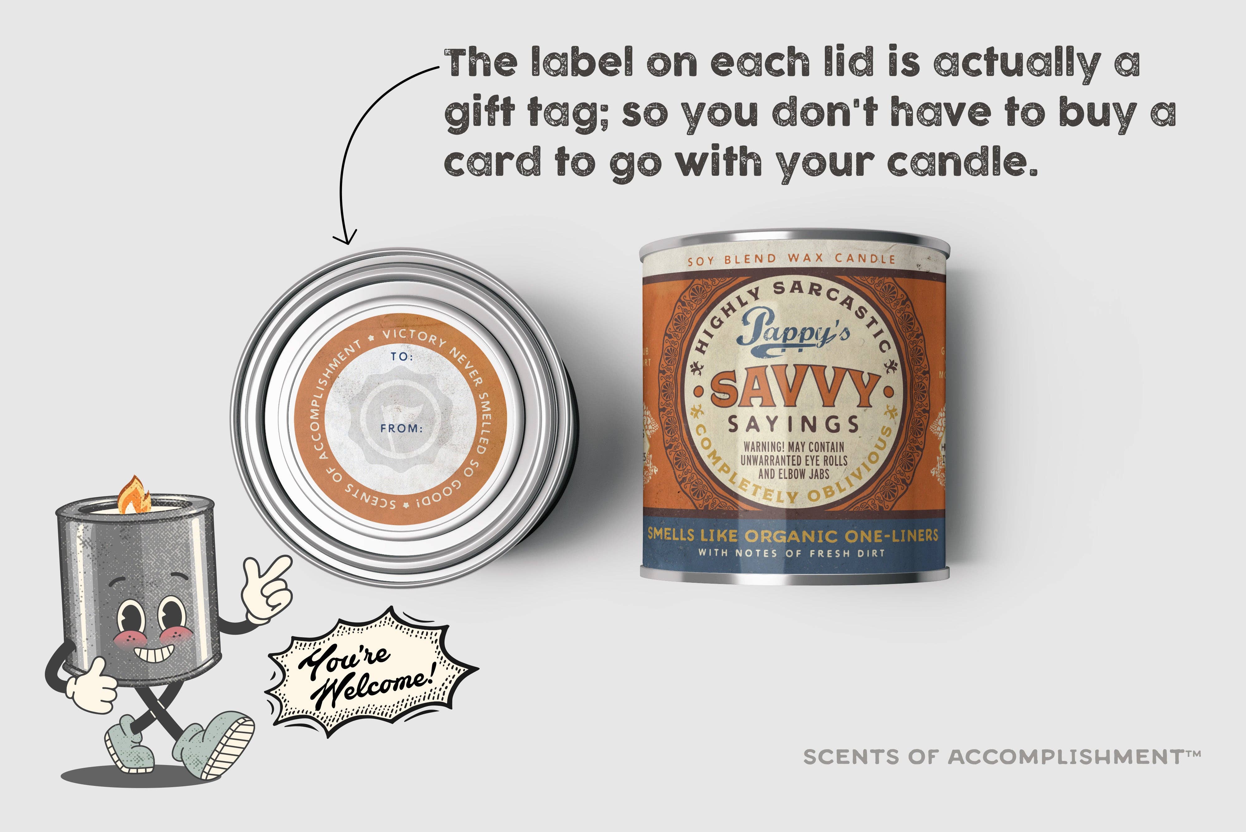 Scents of Accomplishment - Venta al por mayor Velas en tarros - Pappy's Savvy Sayings, 16 onzas Vela4