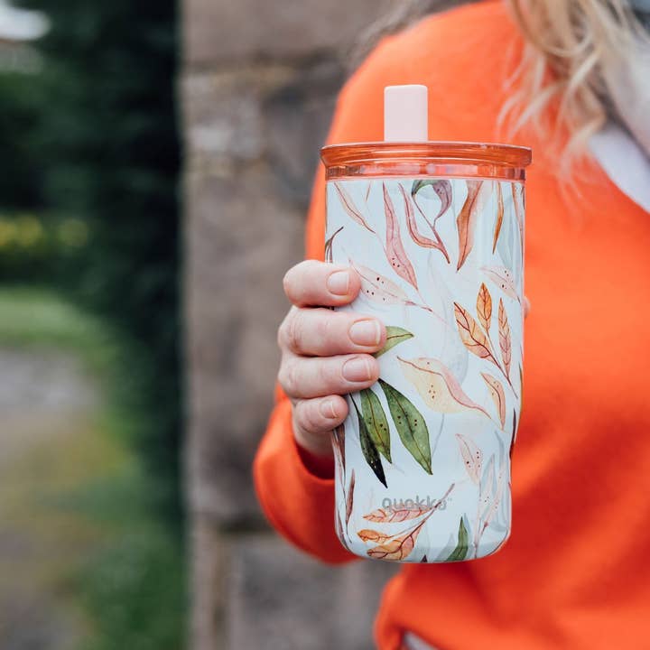 QUOKKA - Wholesale Insulated Mug/Tumbler - QUOKKA STAINLESS STEEL THERMAL CUP WITH STRAW MIST LEAVES 720 ML1