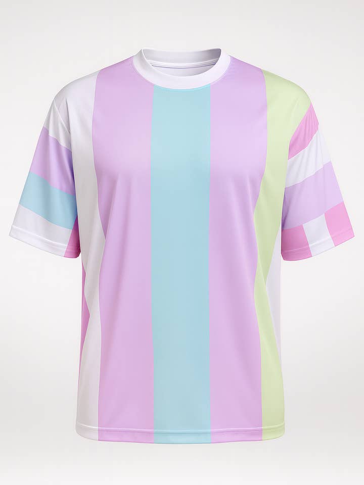 Factory Blanks - Wholesale Jersey – Men’s - NEW STYLE PASTEL WAVE STRIPE BOXY JERSEY PREMIUM STREETWEAR0