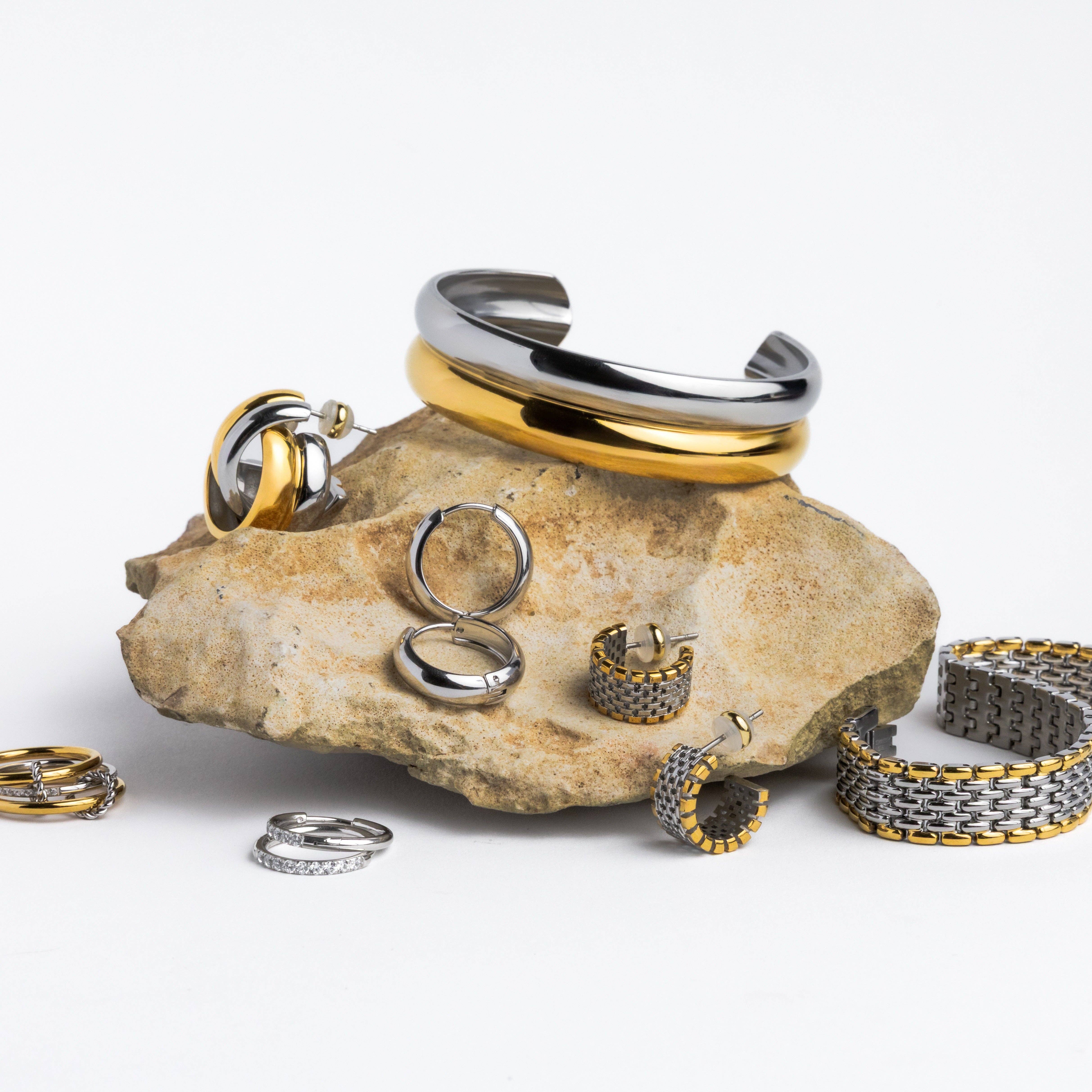 Brenda Grands Jewelry - Wholesale Hoop Earrings - Waterproof Two‑Tone Watch Hoops6