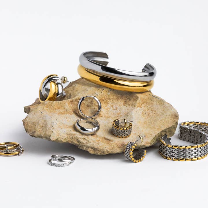 Brenda Grands Jewelry - Wholesale Hoop Earrings - Waterproof Two‑Tone Watch Hoops6