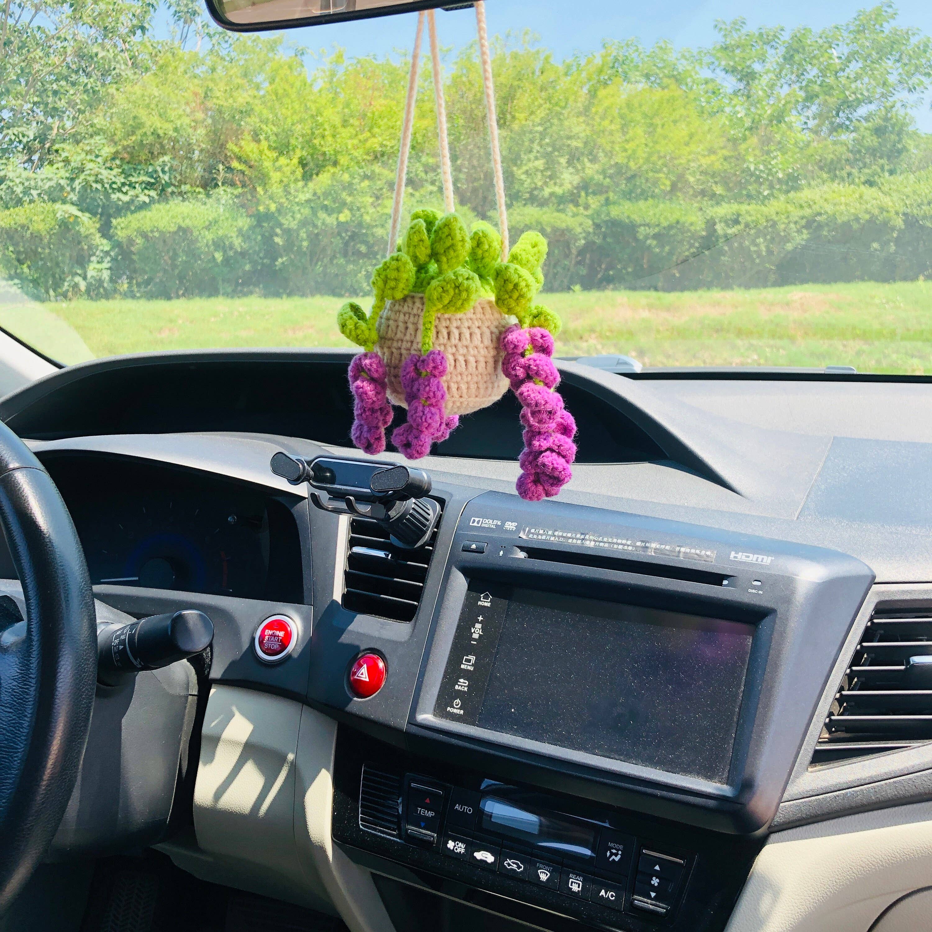 Anh2 LTD - Wholesale Car Decorative Charm - Women's - Cute Crochet Lavender Plant Car Mirror Hanging Pendant Decor7