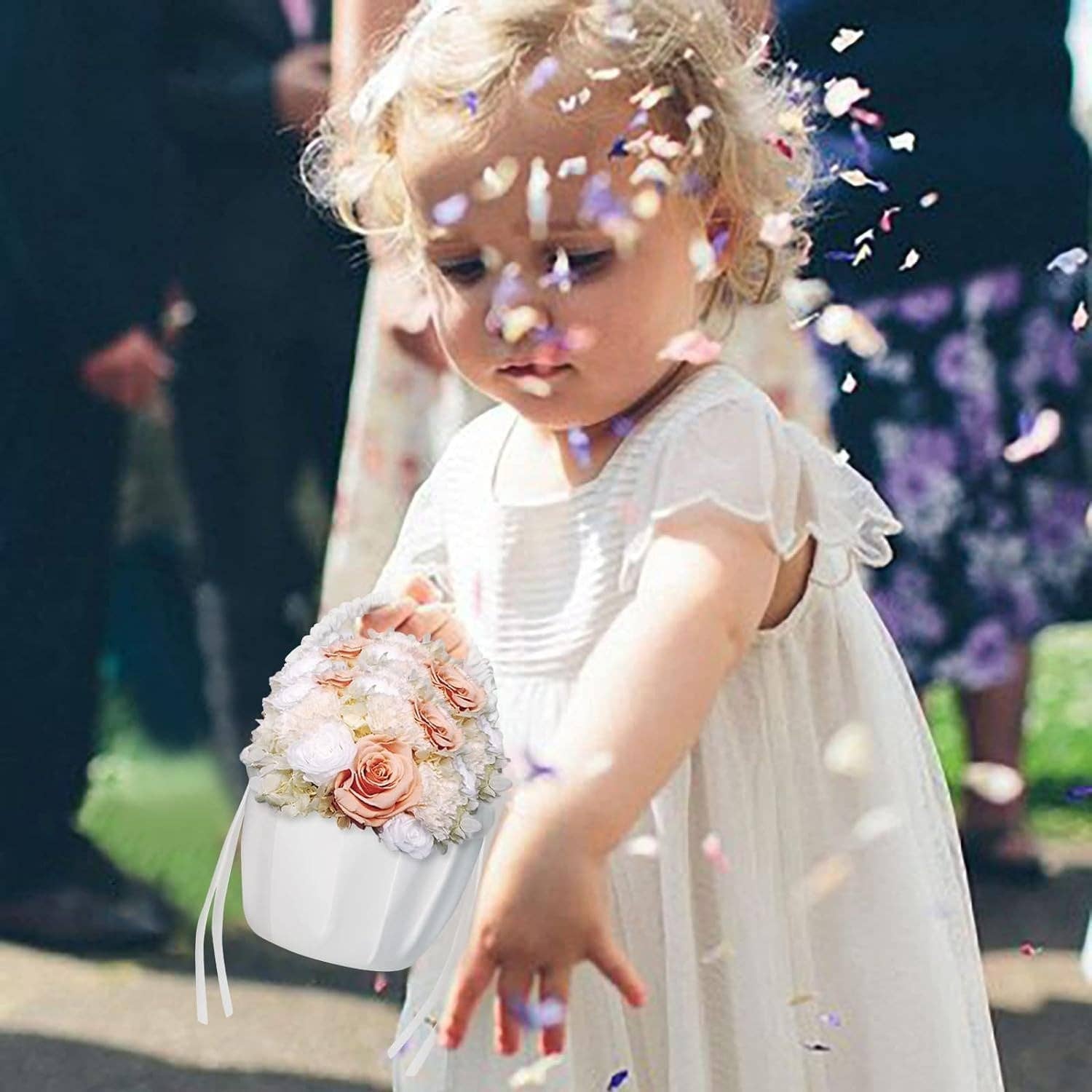 VIGOR - Wholesale Basket - Plain satin knotted flower girl basket wedding floral wedding accessories decoration for bride(10 Pack)6