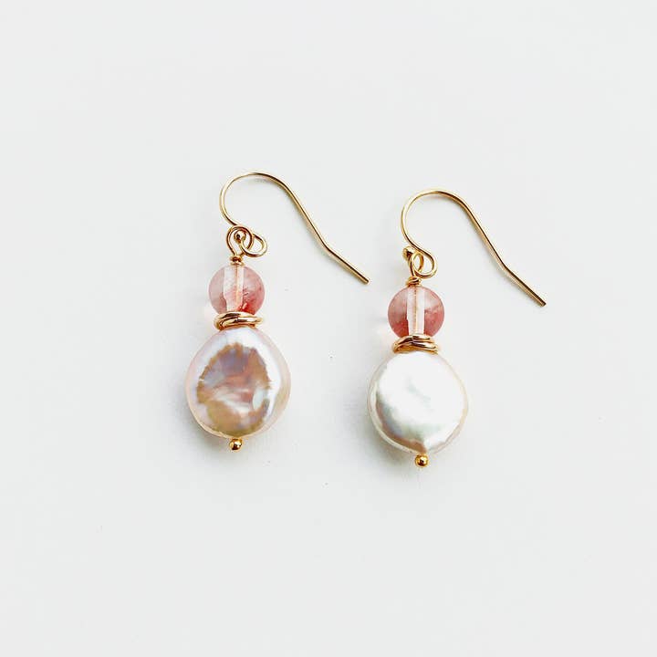 Laura Stark Designs - Wholesale Dangle earrings - Pink Pearl Drop Earrings | Pearl Earrings1