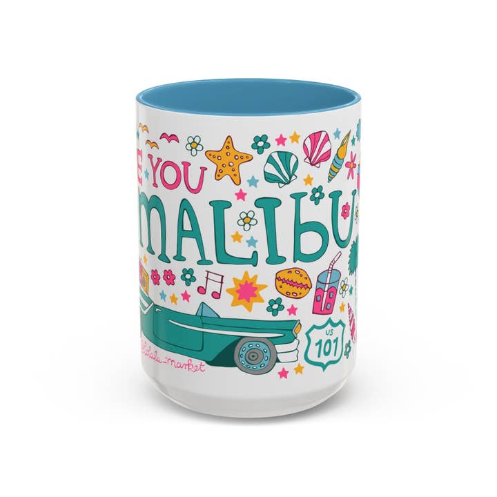 LOLALA - Your California Happiness Market 💛 - Wholesale Coffee Mug - Malibu - *BIG* Coffee Mug (15oz, blue)