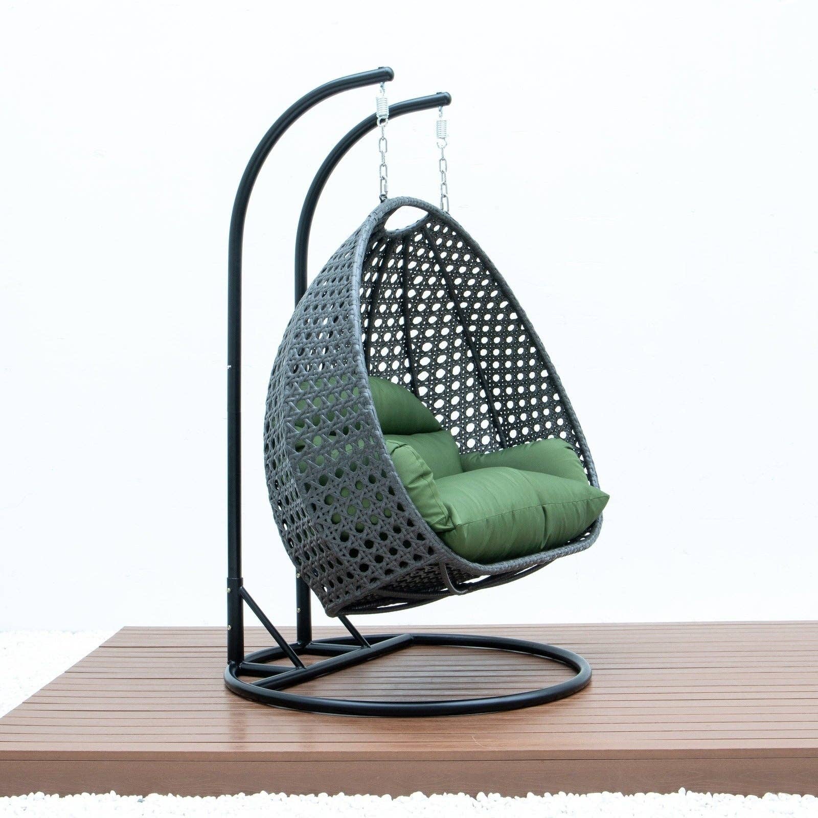 LeisureMod - Wholesale Egg Chair - Modern Charcoal Wicker Hanging Double Seater Egg Swing Chair51