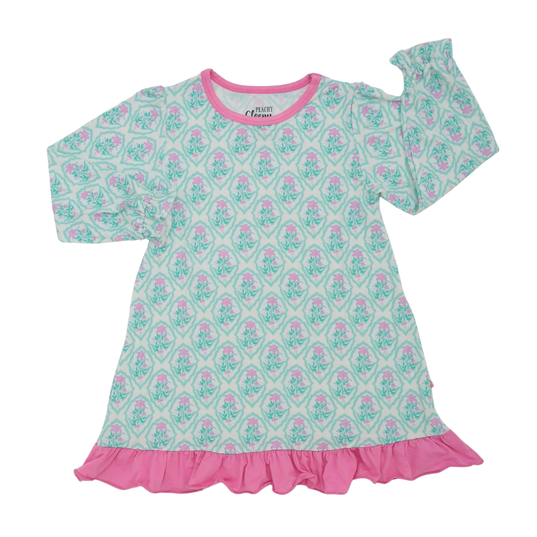 Just Peachy Smocks + Peachy Sleepy Bamboo - Vente Grenouillère – bébé - Bambou endormi à motif floral Grandmillenial Peachy2