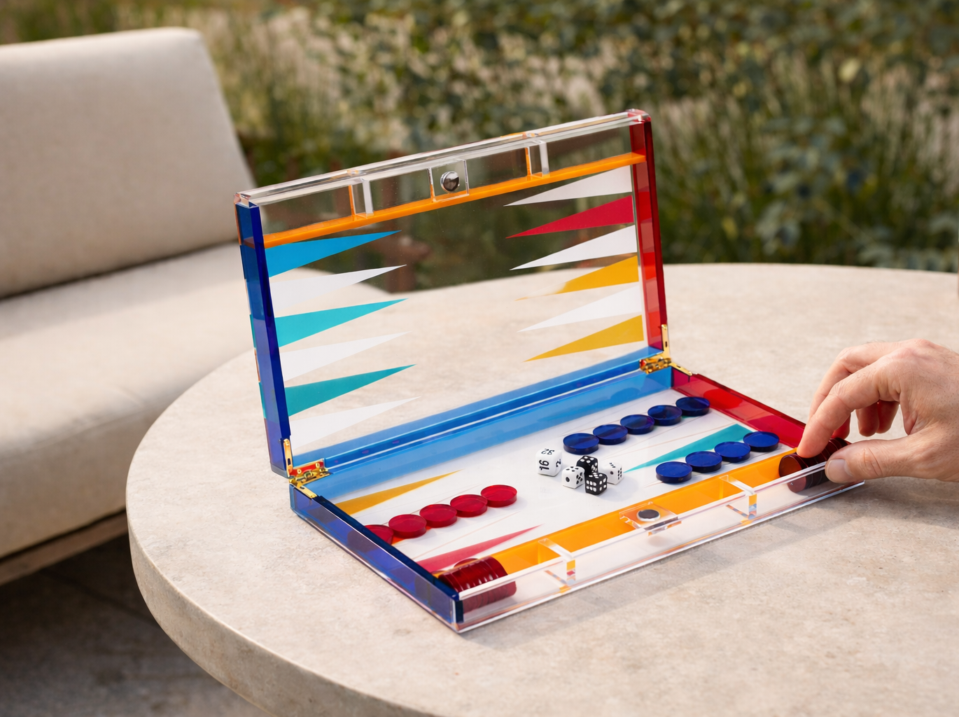 BeyBerk International - Wholesale Board Game - Acrylic Backgammon Set- MultiColor2