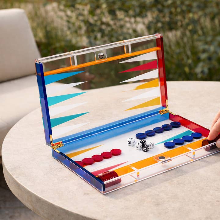 BeyBerk International - Wholesale Board Game - Acrylic Backgammon Set- MultiColor2
