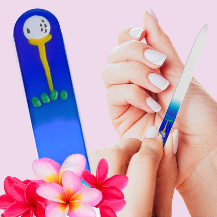 Golf Ball Sports Lover Gift Blue Crystal Nail File Nail File for wholesale by Classy Nail Files