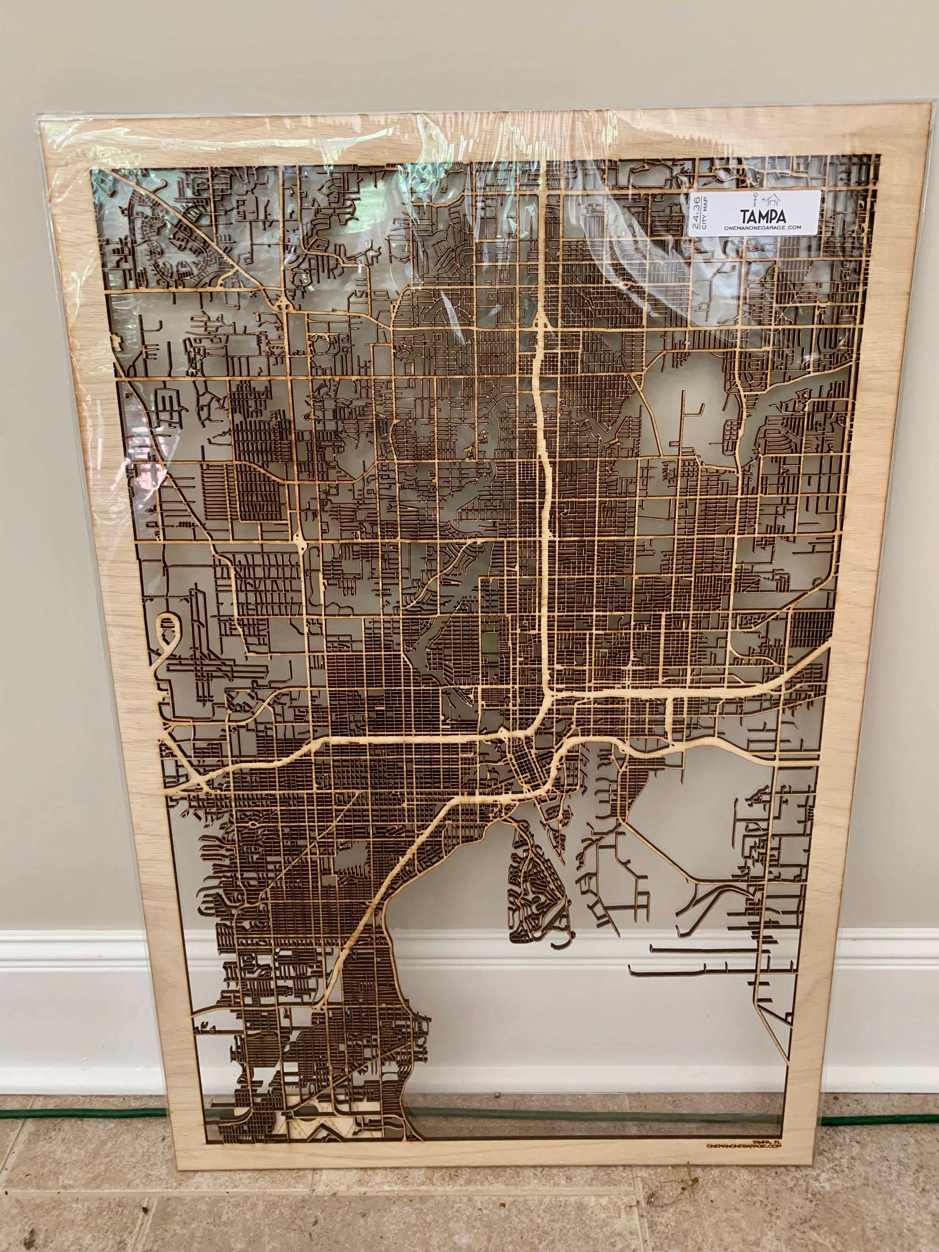 One Man One Garage - Wholesale Wall Accent - City Maps, Large 24x36" Perfect Housewarming Gift! Wooden Street Cutouts30