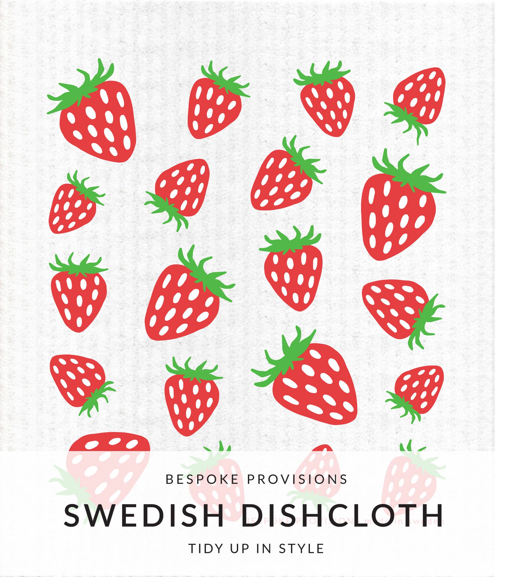 Bespoke Provisions – toalha de cozinha por atacado – Esponja de pia sueca reutilizável com estampa de morangos2