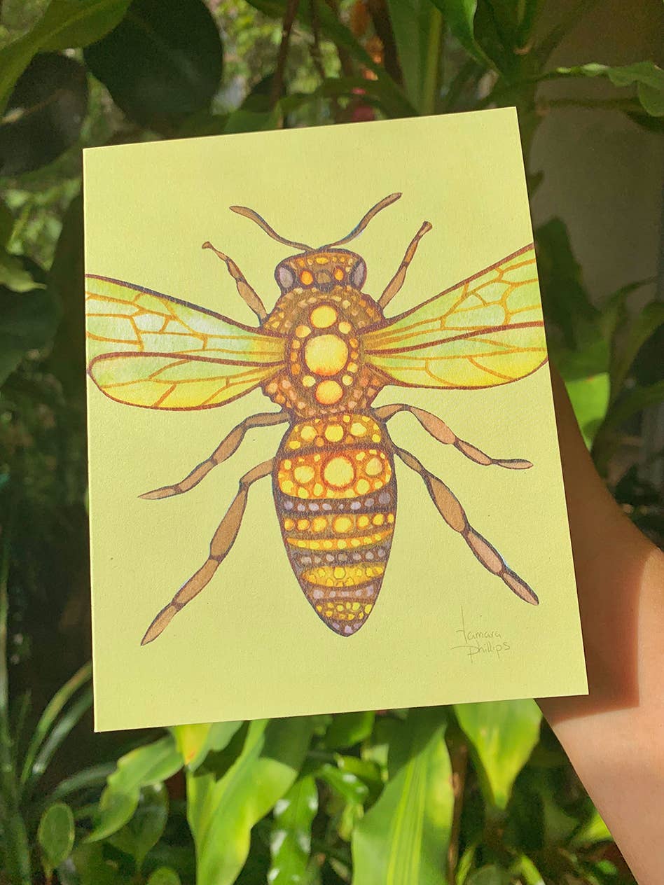 Tamara Phillips Art - Wholesale Everyday Greeting Card - Yellow Bee Card2