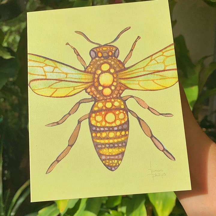 Tamara Phillips Art - Wholesale Everyday Greeting Card - Yellow Bee Card2