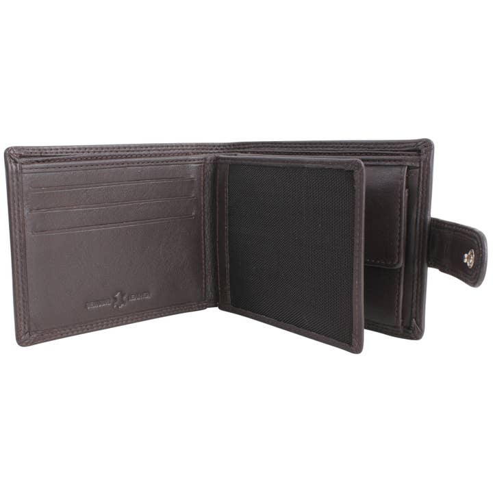Brown Leather Tab Close Wallet with RFID Lining for wholesale by Dalaco - incorporating David Aster