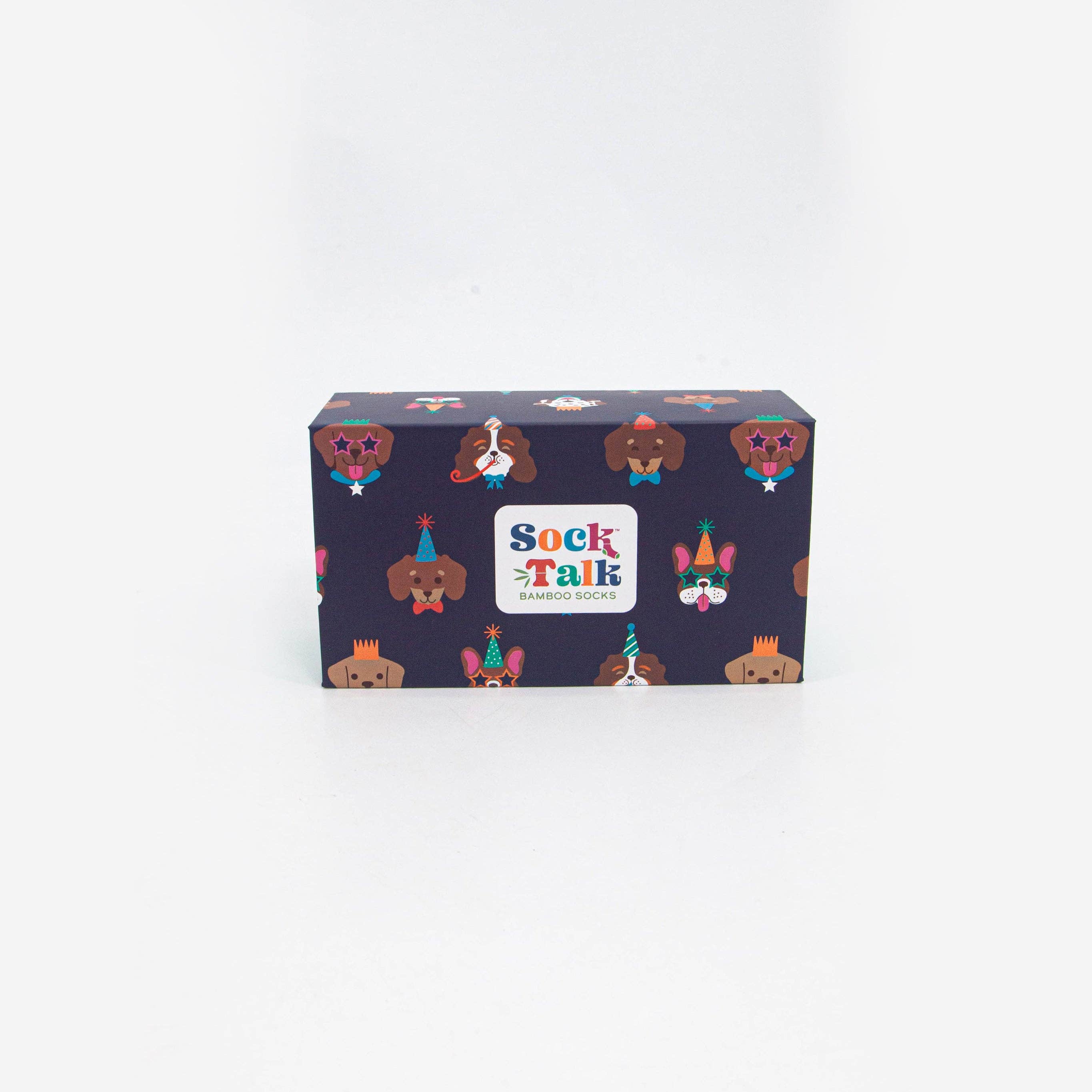 Sock Talk – wholesale Gift box – Bamboo Sock Giftbox - Navy Blue, Party Dogs