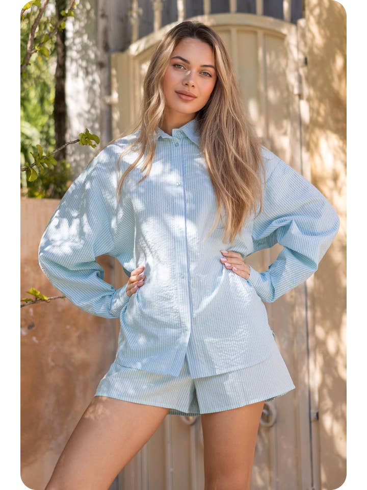 Strut & Bolt – Engroshandel Shorts – Kvinder – Stribede bomuldspoplinshorts25