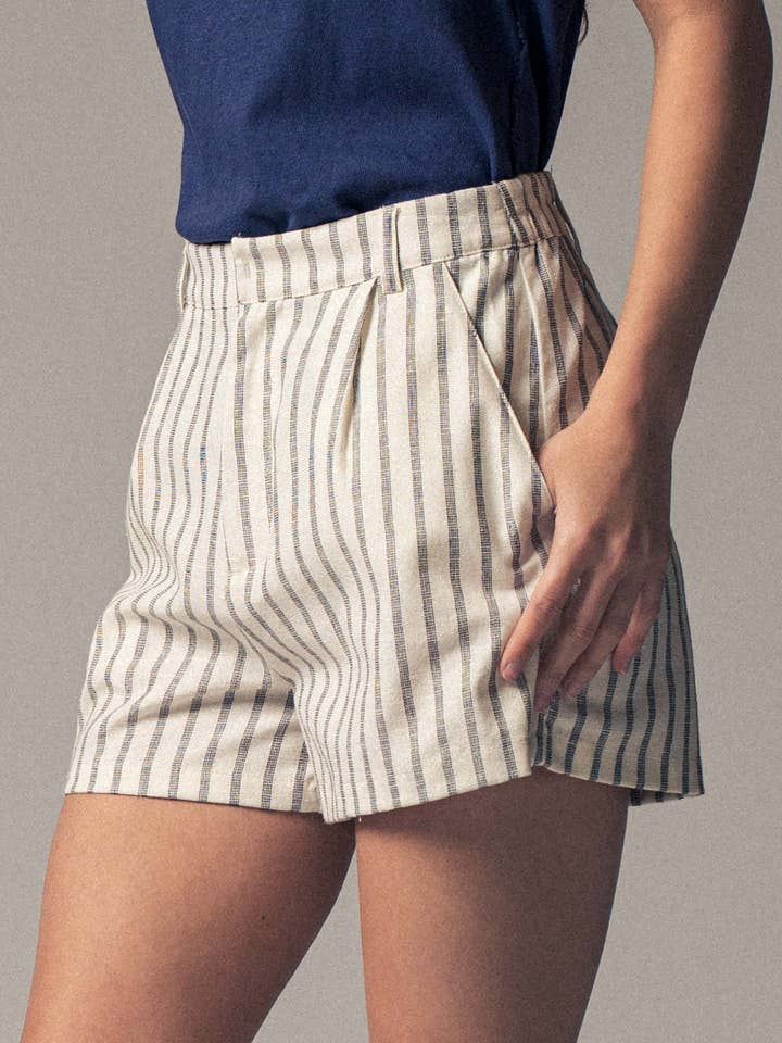 Urban Daizy - Wholesale Shorts - Women's - Coastal Linen Stripe Shorts