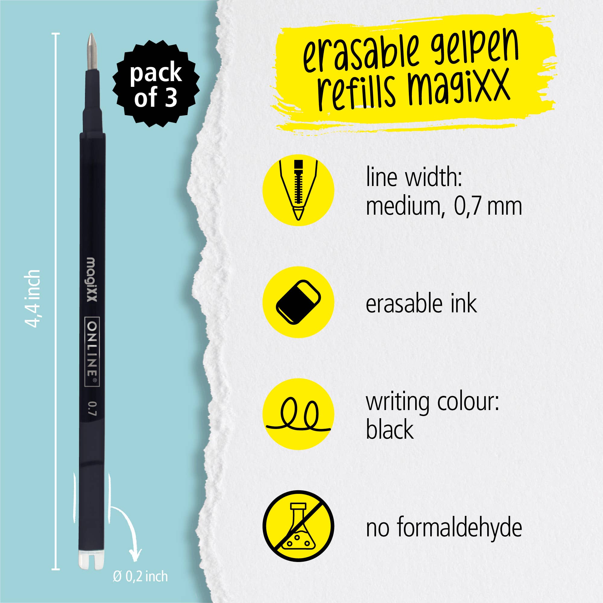 ONLINE Schreibgeräte GmbH - Wholesale Pen - 3 x pack of 3 refills for erasable gelpens black1