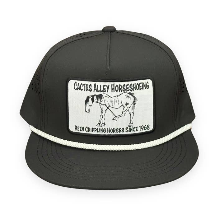 CA Zwarte Laser Gaten Snapback Pet met Witte Koord 2025 #2 voor wholesale door Cactus Alley Hat Co.