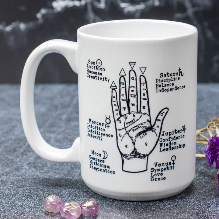 Palmistry 15 Ounce Mug Witchcraft Ceramic Mug for wholesale by Phoenix Revolution Press