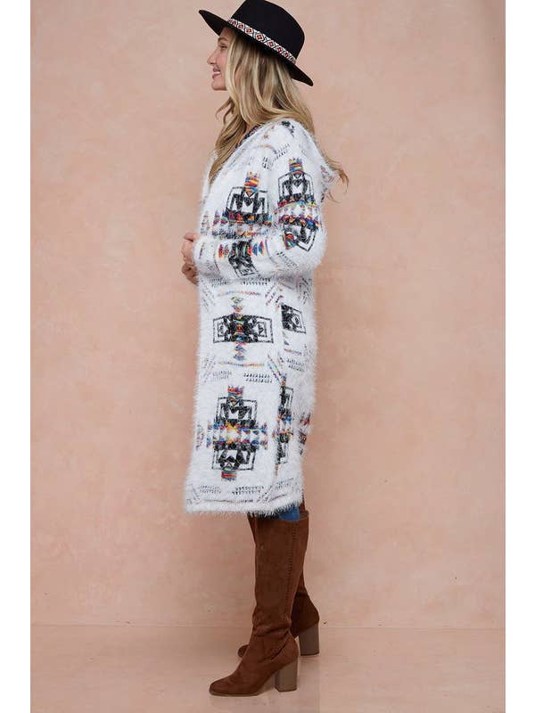 Aztec Rainbow Jacquard Long Sleeve Cardigan for wholesale on Faire