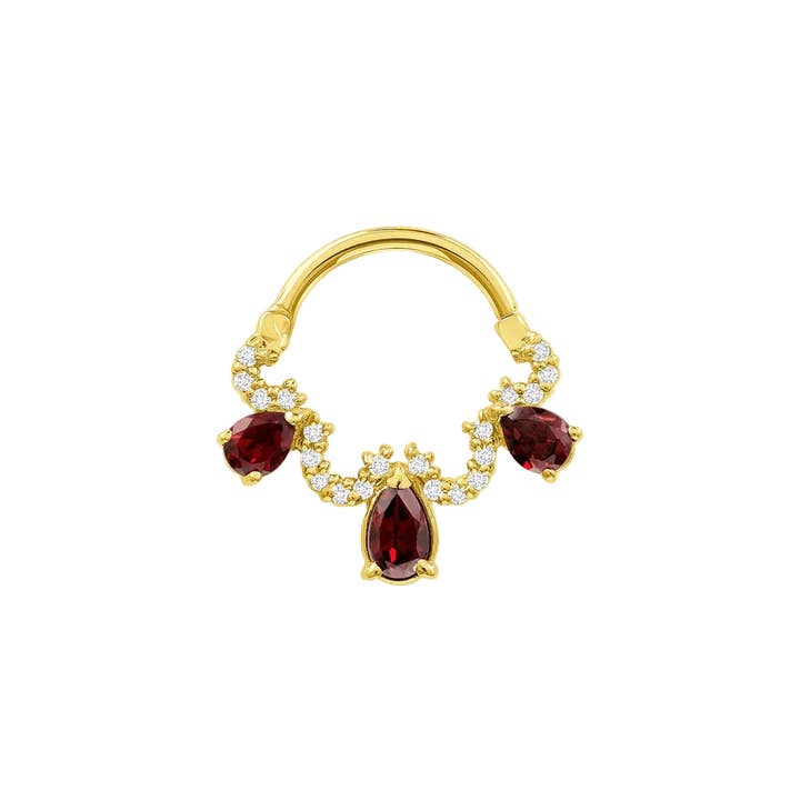 Nareh Clicker avec Gemmes Poire & Pavé – Or 14K & 18K pour la vente par Piercing-zone