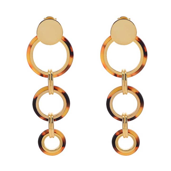 Pendientes de plata y acetato marrón dorado @176 para venta al por mayor de ORUS BIJOUX