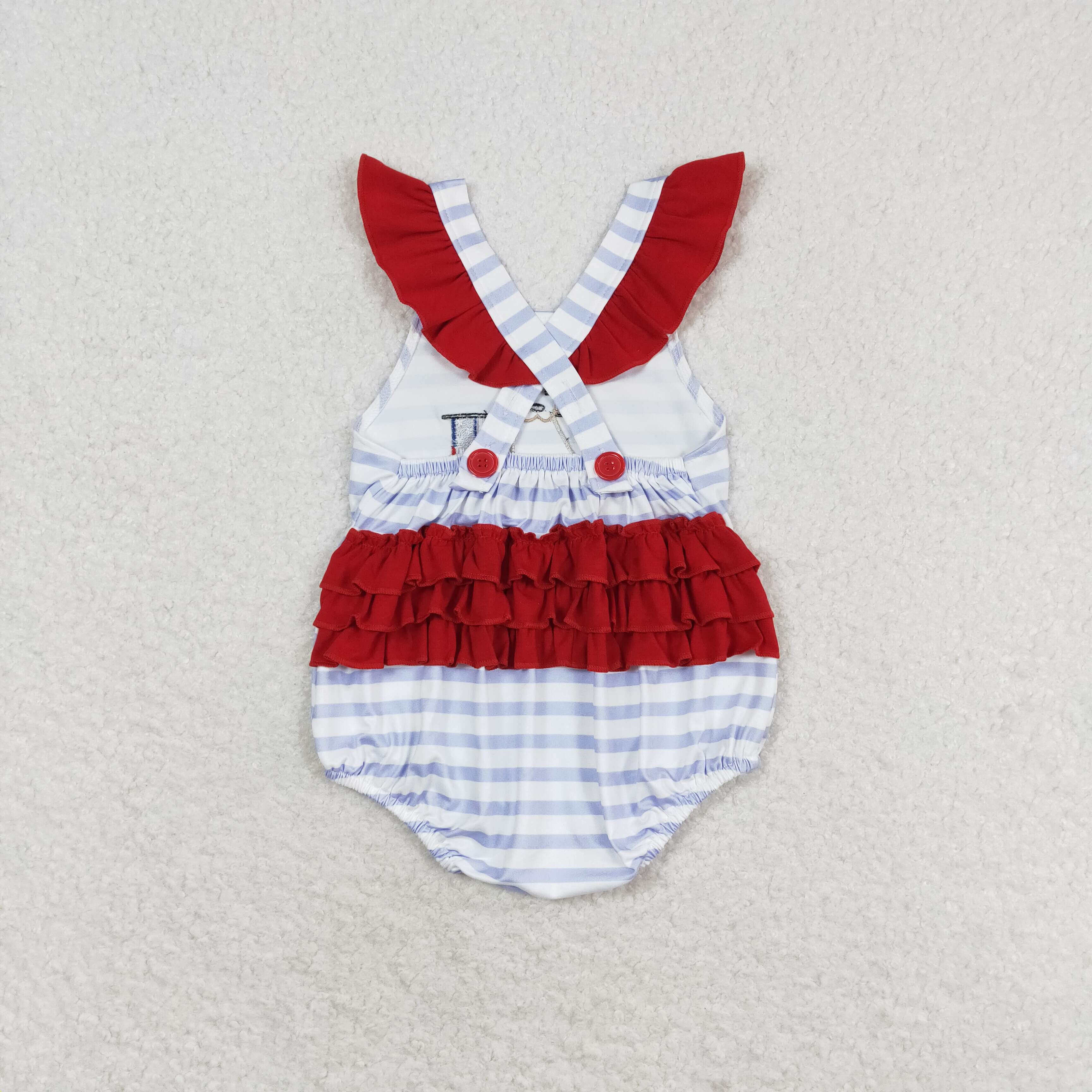 Aier Wholesale - Wholesale Clothing Set - Baby - Baby Girls 4th Of July Dog Flag Sibling Rompers Clothing Sets5