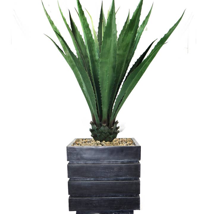 57" Tall Agave Plant and Fiberstone Planter - 36 Lb for wholesale by MinxNY