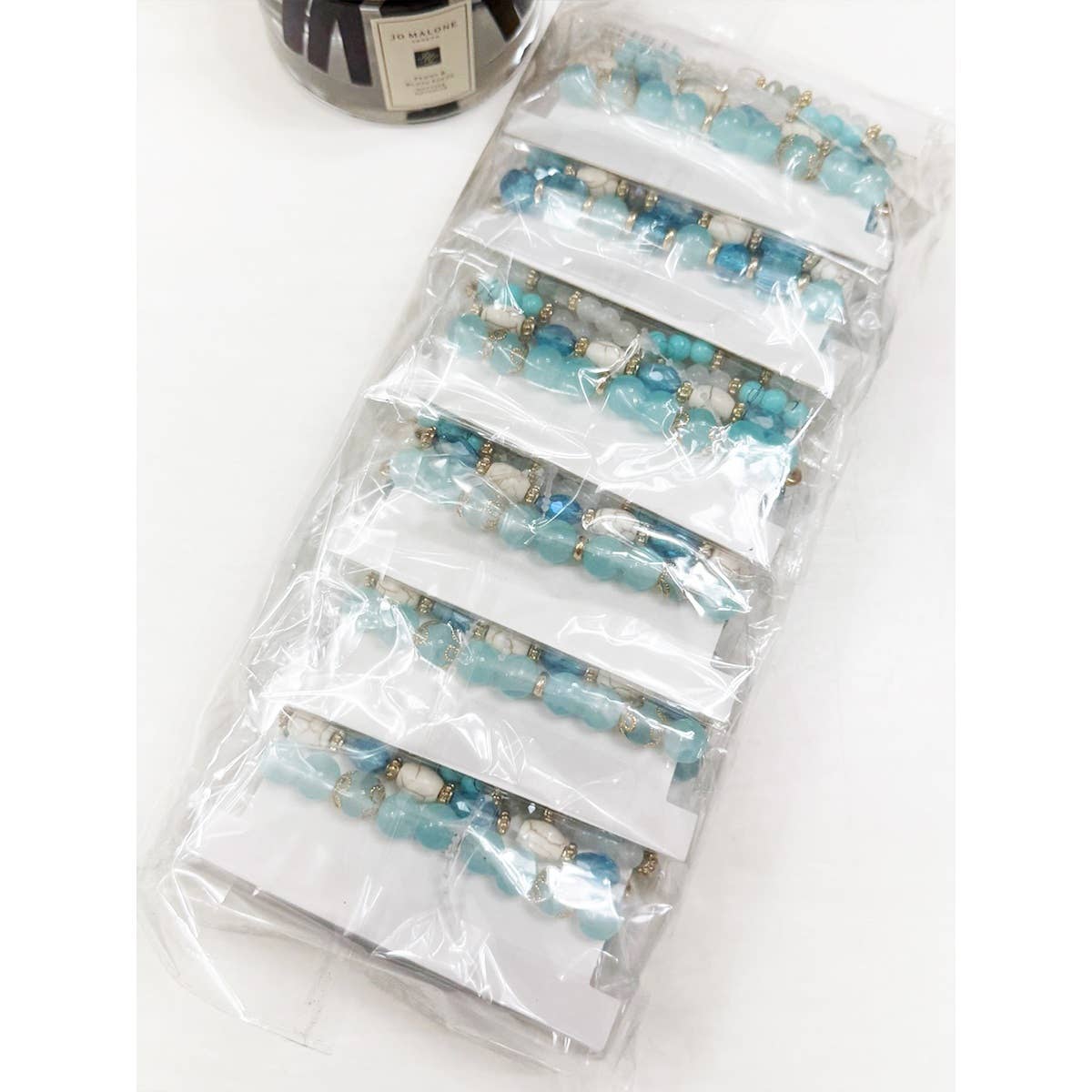 4-pc Light Blue Shades Stacked Mix Beads Bracelet for wholesale on Faire4