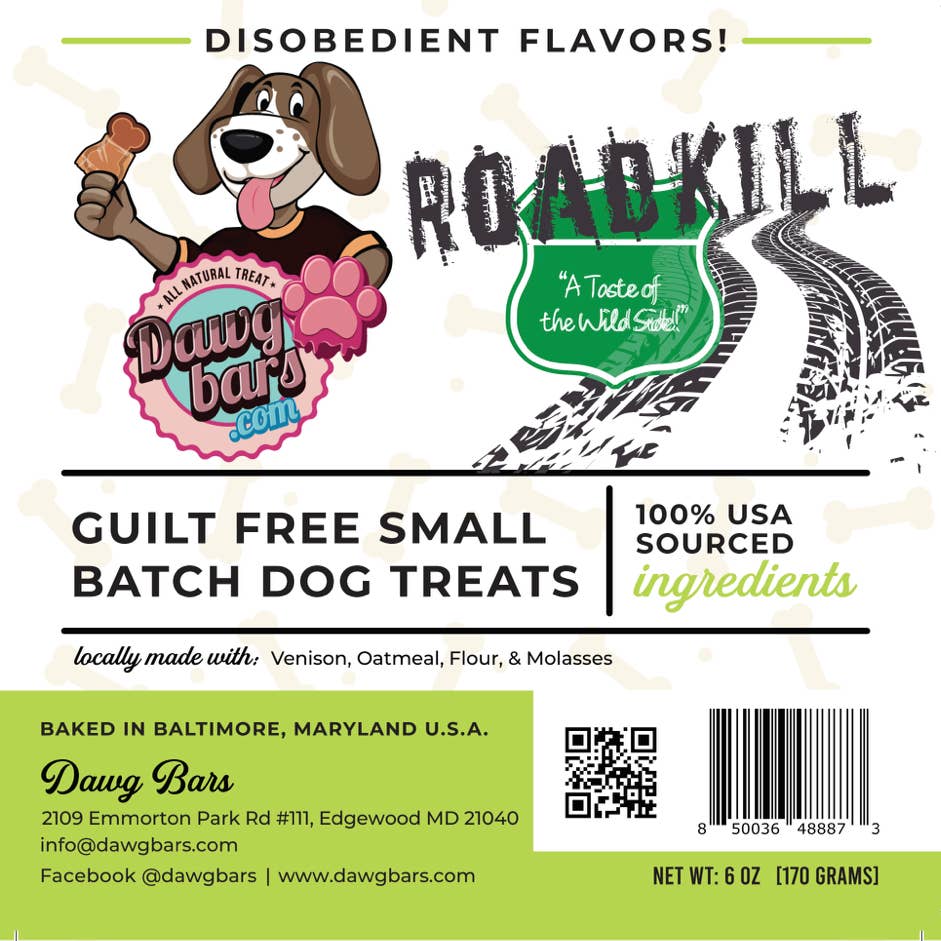 Dawg Bars & Creamery – wholesale Pet biscuits – Dog – Roadkill Venison All Natural Dog & Puppy Biscuits!1