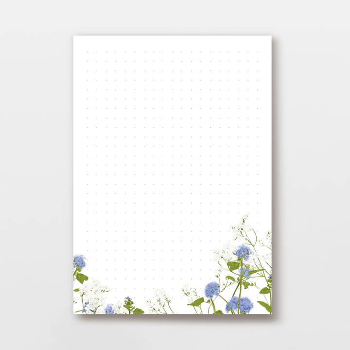 50-sheet notepad, DIN A6 dot grid sea lavender, PEFC for wholesale by Wildblumen Atelier