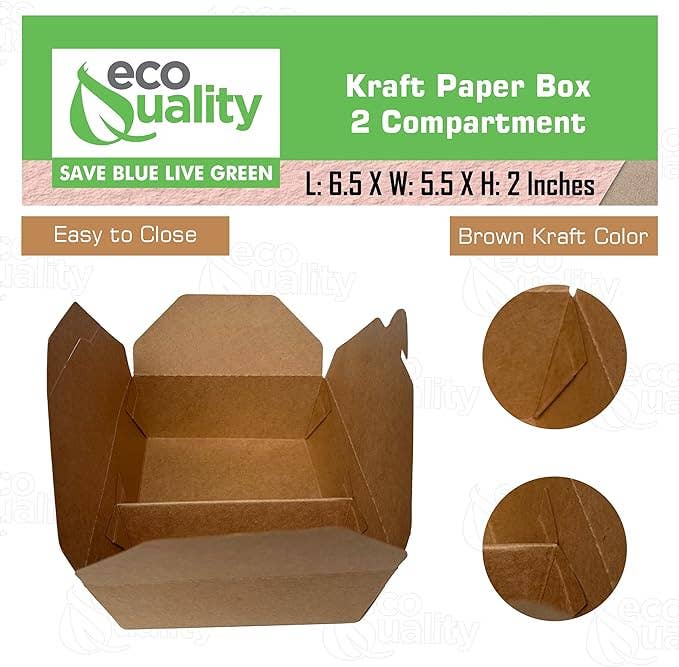 EcoQuality - Vente Boîtes de conservation - Boîte repas kraft à 2 compartiments Bio Box2