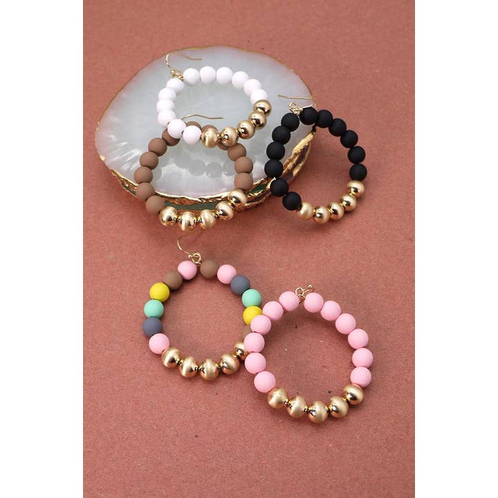 JOSSLYN by wall to wall - Wholesale Hoop Earrings - STYLISH CLAY BEAD HOOP EARRINGS | 51E2080180