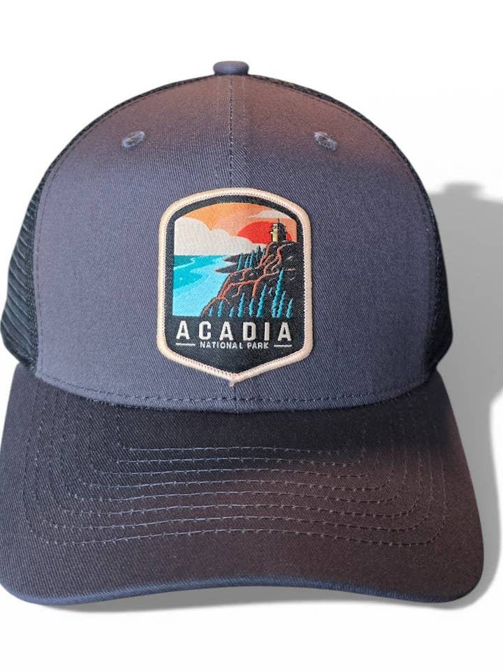 Boné trucker do Parque Nacional Acadia | Boné de caminhada do Maine por atacado de Moove Headwear