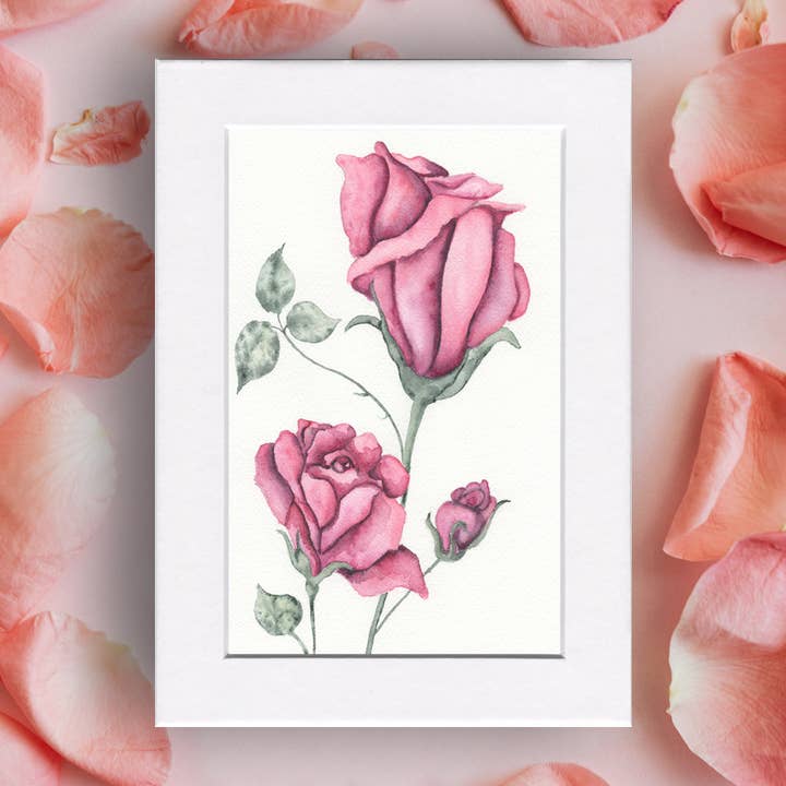 Vintage Rose Knoppar Blommig Natur Mini Tryck för wholesale av Fine Art For Small Spaces