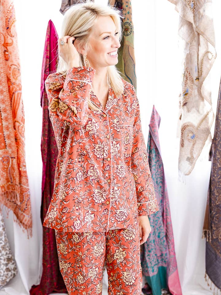 Rahab's Rope - Wholesale Sleepwear Set - Women's - Block Print Loverly Pajama Set - Pants