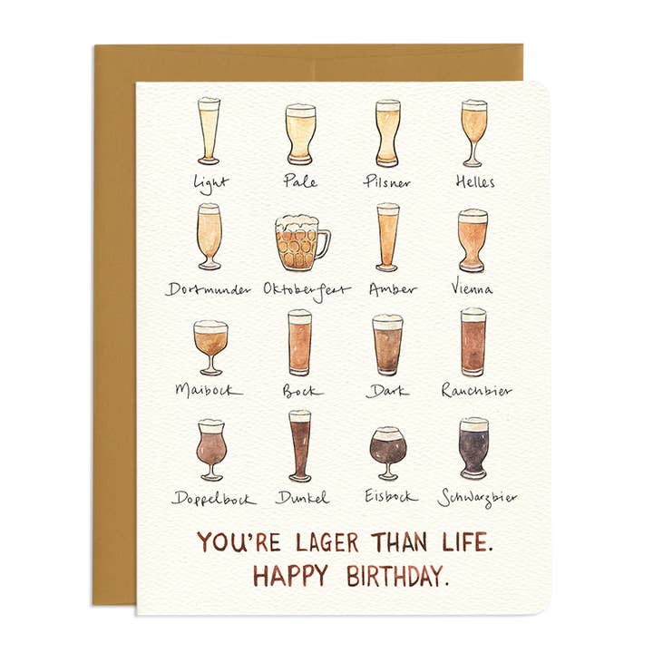 Lager Birthday Card for wholesale by Gotamago