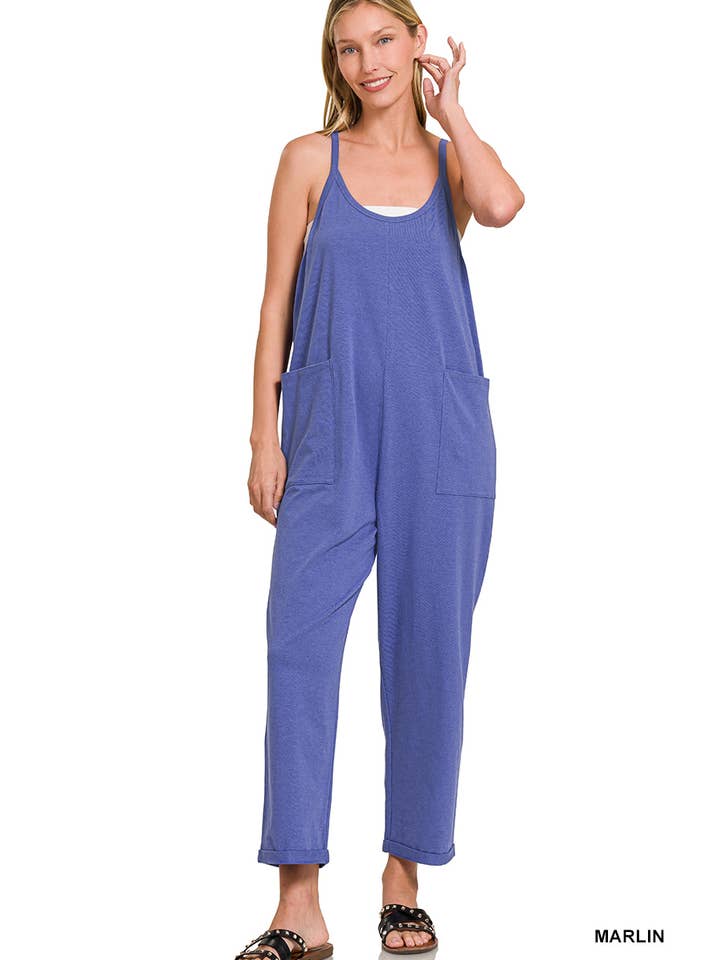 42POPS - Wholesale Jumpsuit - Women's - `.Spaghetti Strap Pocketed Cotton Jumpsuit7